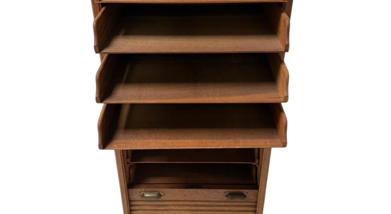 Art Nouveau Filing Cabinet with Tambour Shutter Door, 1900s